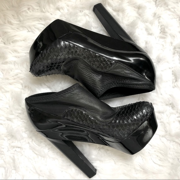 AUTHENTIC Pierre Hardy Black Snake Reptile Platform Ankle Booties 36.5 - Picture 1 of 5